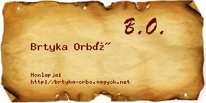 Brtyka Orbó névjegykártya